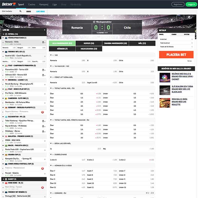 Betser Live Odds